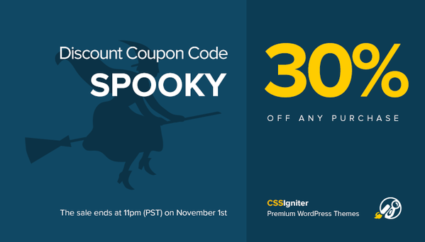 geochatz's tweet photo. Use the coupon code SPOOKY and get 30% off of any purchase from @cssigniter https://t.co/OcVMJJzAzb https://t.co/S3zX1i82yE