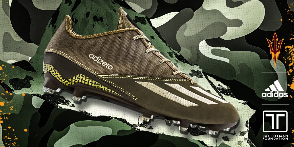adidasFballUS's tweet photo. Dedicated to a hero. Significance in every detail. 

@FootballASU’s new #PT42 cleats.

@pattillmanfnd #teamadidasASU https://t.co/CupT99ORdR