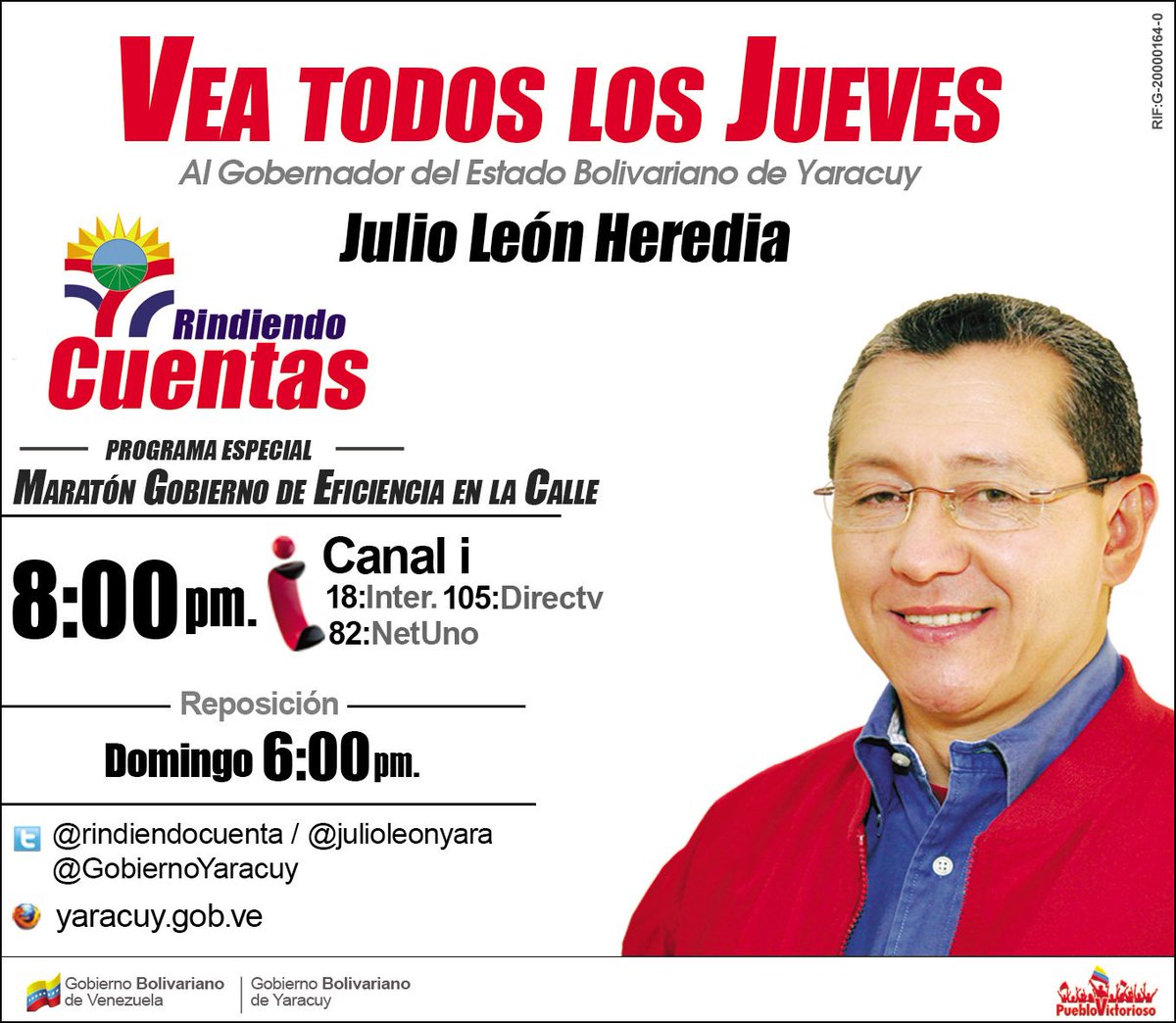 HOY a las 8pm  programa especial Rindiendo Cuentas con el #MaratonGobiernoDeCalle <a href="/JULIOLEONYARA/">JULIO LEÓN HEREDIA</a>