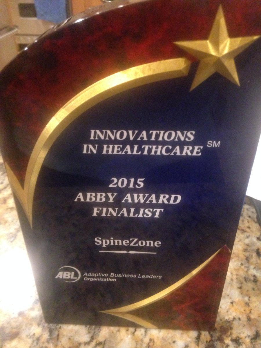 Thank you @ABLOrganization : #SpineZone selected as #ABBYAward finalist for reducing the cost of quality healthcare.