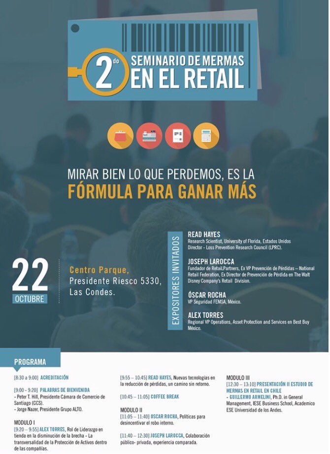 GrupoALTO's tweet photo. Todo un éxito! "2do Seminario de Mermas en el Retail". #MermasChile https://t.co/M92OZMr15f