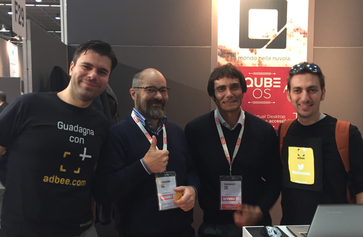 AdbeeAdv's tweet photo. #Qube-Os si fa notare a @smaunotes #SMAU2015 . Grazie @loiagab per aver partecipato alla nostra iniziativa...Grandi! https://t.co/lY1clWC9QI