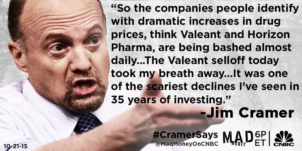 MadMoneyOnCNBC's tweet photo. $VRX down another 18% today. #CramerSays https://t.co/0RFblAIgAg