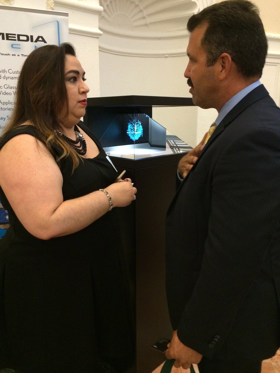 GeekiTv's tweet image. Media Touch Holograms, a sponsors and presenters for GW '15. Ms. C. Miller's  co. creates holograms as in this photo