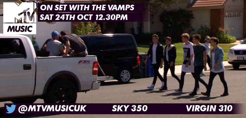 TheVampsband's tweet photo. Check out ´On Set With The Vamps' on @MTVMusicUK today at 12 30 pm! https://t.co/gZ9HOo2CI4