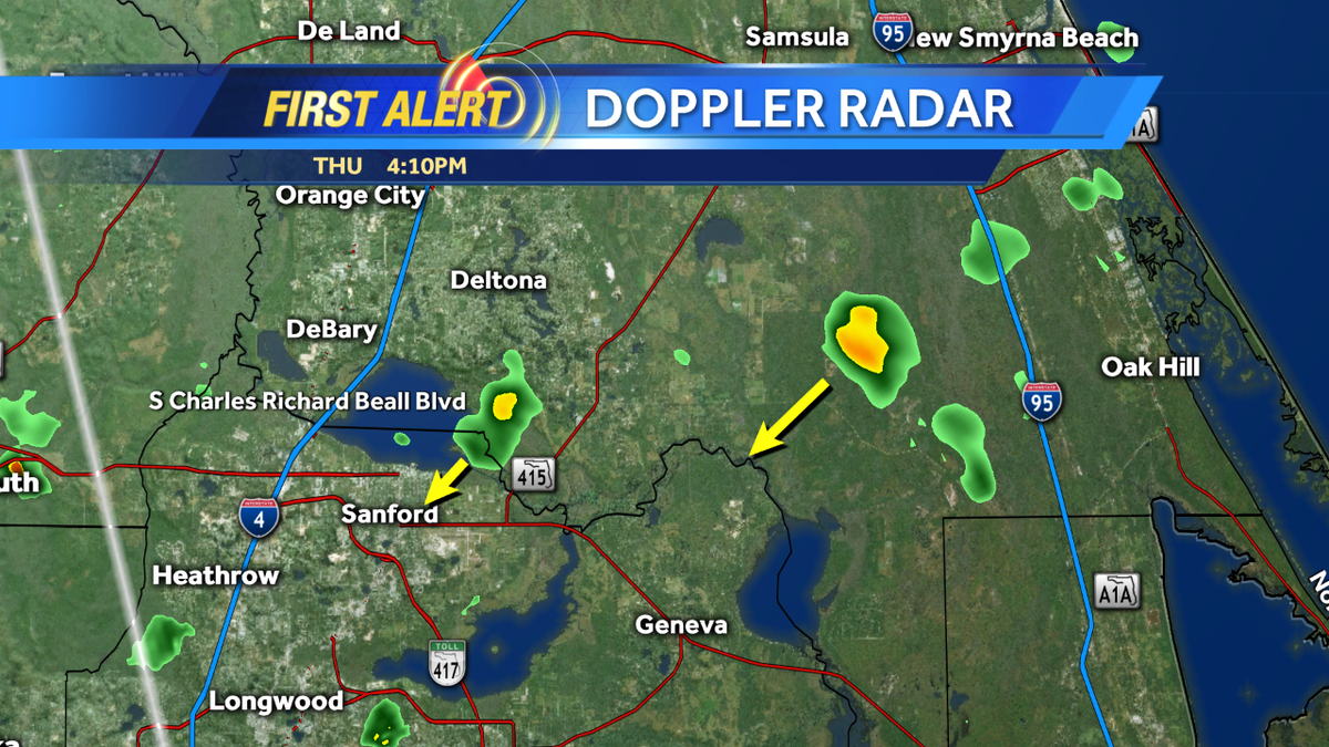 EricBurrisWX's tweet image. A few showers around Volusia County, but are moving on into Seminole County. Heads up friends! #WESH2Storms