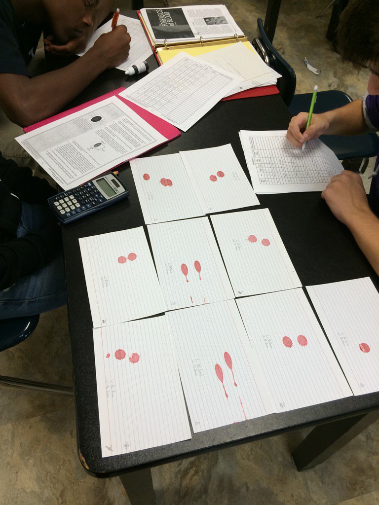 mrsrathsack's tweet image. Blood Spatter in Forensics Science class. #mathinscience #wpswolfpride