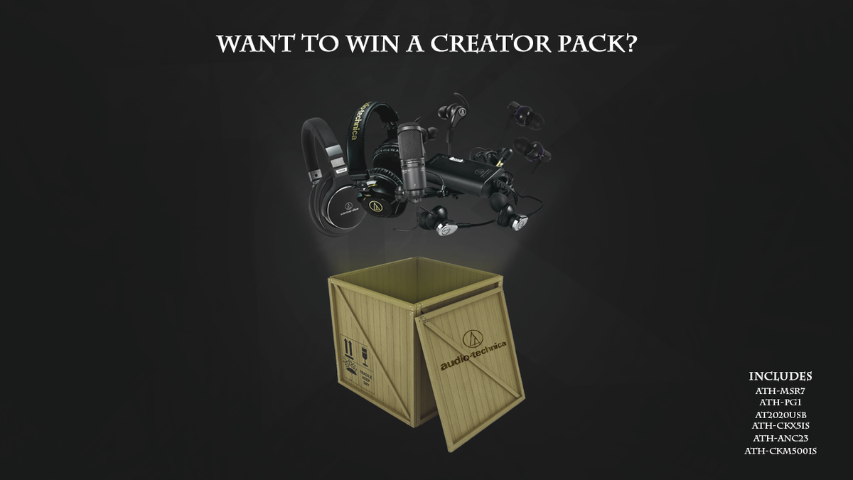 TeamKaliber's tweet image. Check out our 2nd @USAudioTechnica Creator's Pack Giveaway! ENTER HERE - goo.gl/2RQ7s9 RT RT #tKAllDay