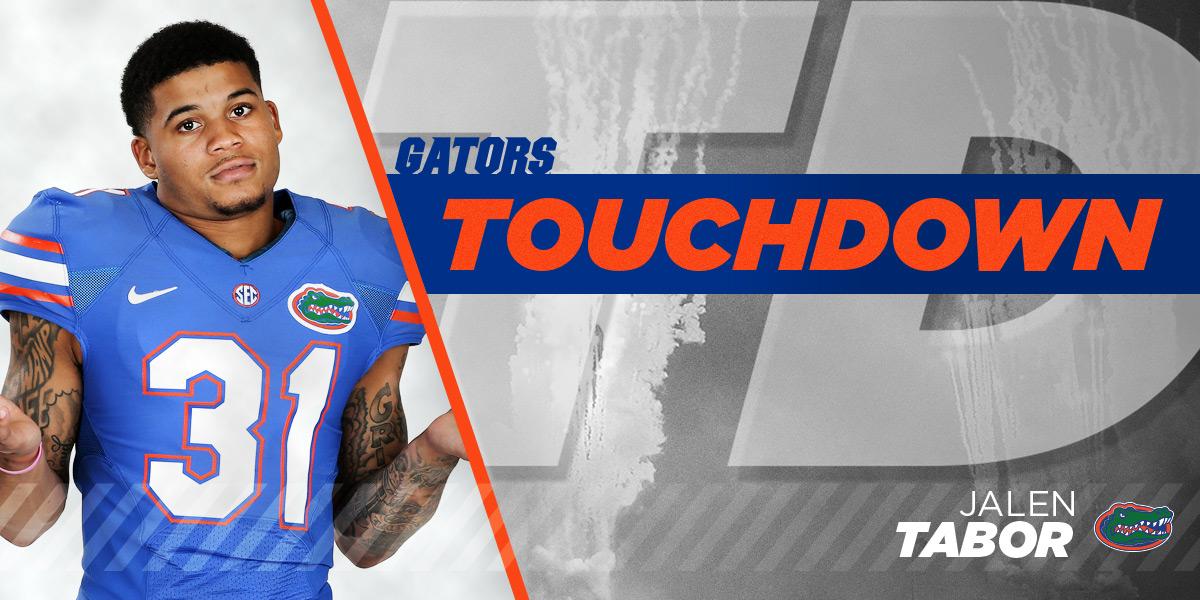 GatorsFB's tweet photo. #INTERCEPTION #TOUCHDOWN #PICKSIX 

2nd touchdown of the season for Jalen Tabor. http://t.co/cByKkDuFwi