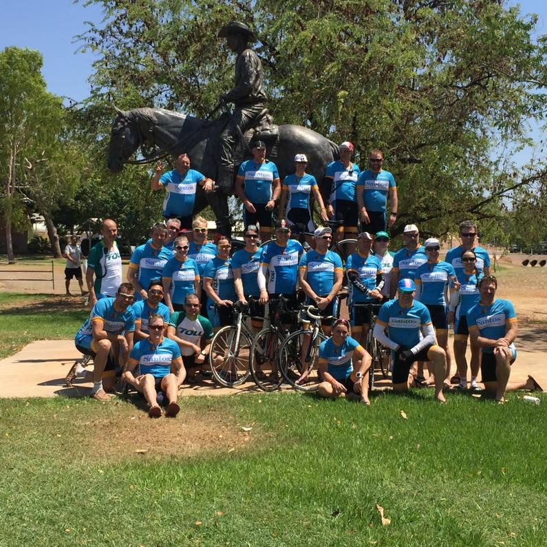 Some of the #tourxoz cyclists having a break at Katherine #exerciseyourmood for #theblackdoginstitute