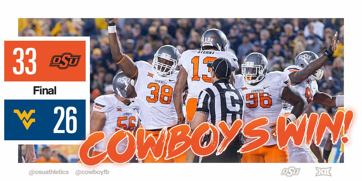 OSUAthletics's tweet photo. Six wins. Zero losses. How 'bout those undefeated #OKState Cowboys! http://t.co/f3xGAp4sWi