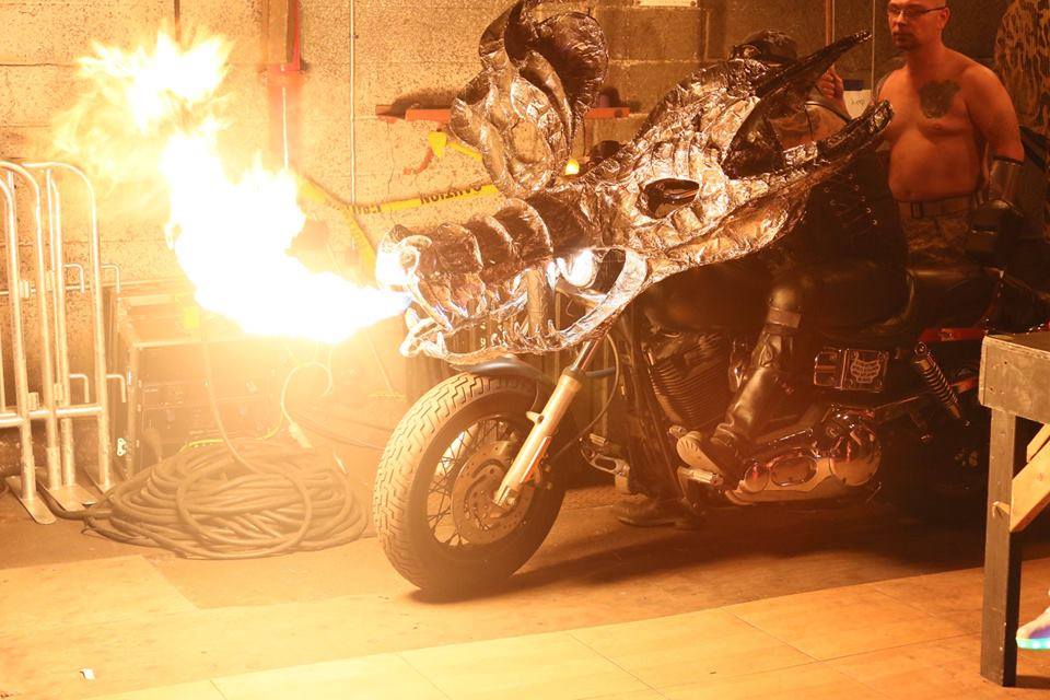 JJGothkill's tweet photo. "Trogdor"! The dragon bike I rode in #TheCalling5 #TheCallingYouAreBeingCalled with #FlambeauxFire http://t.co/g5SR7jHKCj