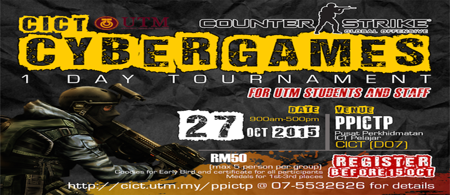 CICT Cybergames Tournament 2015, on 27th October 2015. Further information: bit.ly/1jLRaEi