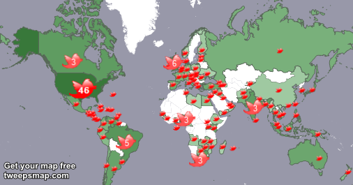 FaithingJesus's tweet photo. My followers live in USA (46%), UK.(6%)... Get your free map too: http://t.co/xOaZv7lwmI http://t.co/Ab7gCtVvMd