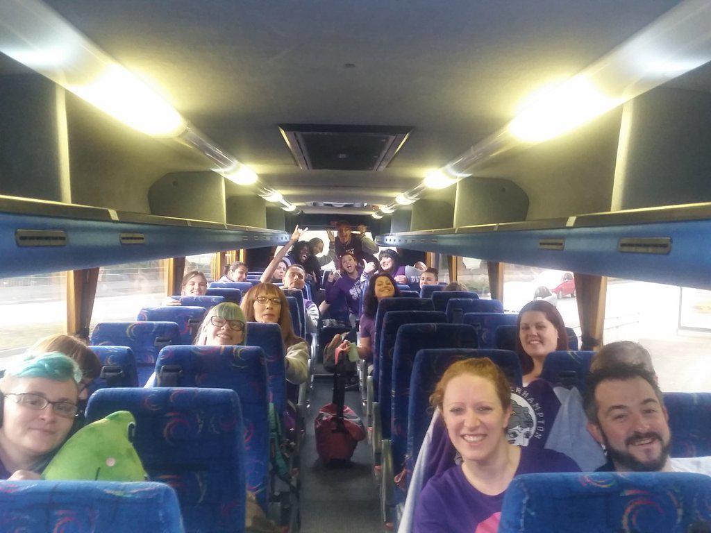 <a href="/WHRollers/">Wolvo Honour Rollers</a> on the coach, on our way to <a href="/BritishChamps/">(NOT) SARAYA.</a> can't wait! <a href="/BorderlandBRD/">Borderland Brawlers</a> <a href="/MansfieldRD/">MansfieldRollerDerby</a> <a href="/WakeyWheeledCat/">Wakey Wheeled Cats</a>