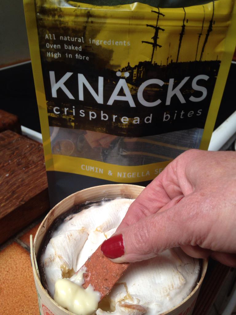 <a href="/PetersYard/">Peter's Yard</a> new #knacks crispbread bites perfect for scooping up new season's #vacherin #goodybag #fbc15. Lovely