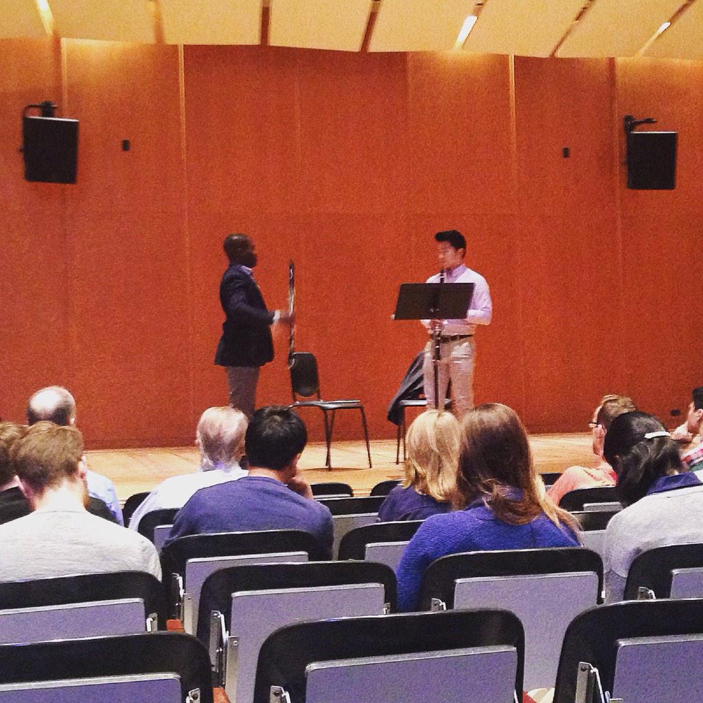 nyphil's tweet photo. Principal Clarinet Anthony McGill teaches the "clarinet belly" in a master class on the final day of our residency. http://t.co/VPqZCQW8yq