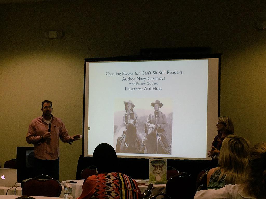FLReads's tweet photo. Children's book author Mary Casanova &amp; illustrator Ard Hoyt at our last general session of our conference! http://t.co/OGZ9BBYsOh