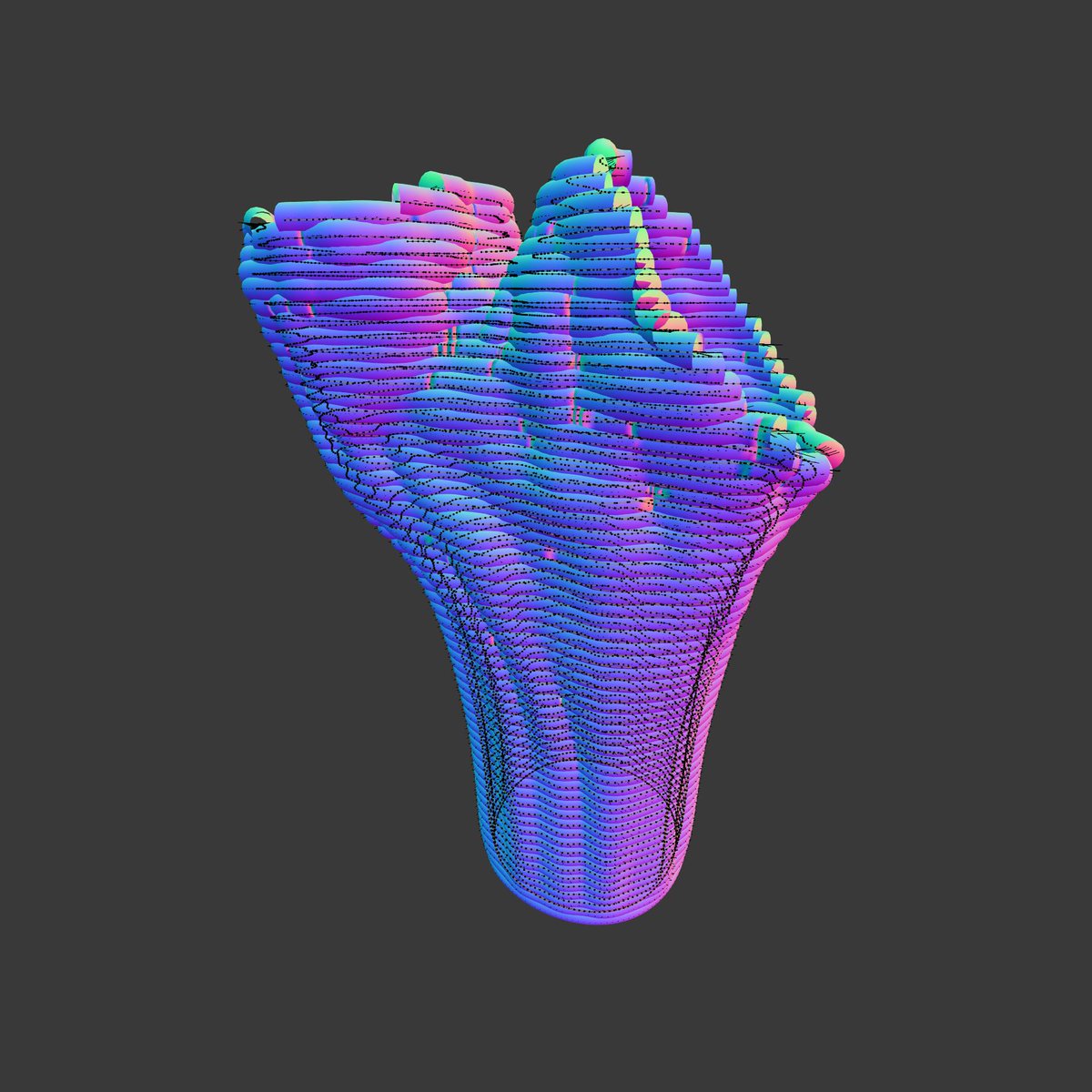 alessandrozompa's tweet photo. Testing slicing + gcode generation in Blender for clay 3D printing. #b3d #blender3d #gcode #3dprinting #design http://t.co/KZb0ZfOYNP
