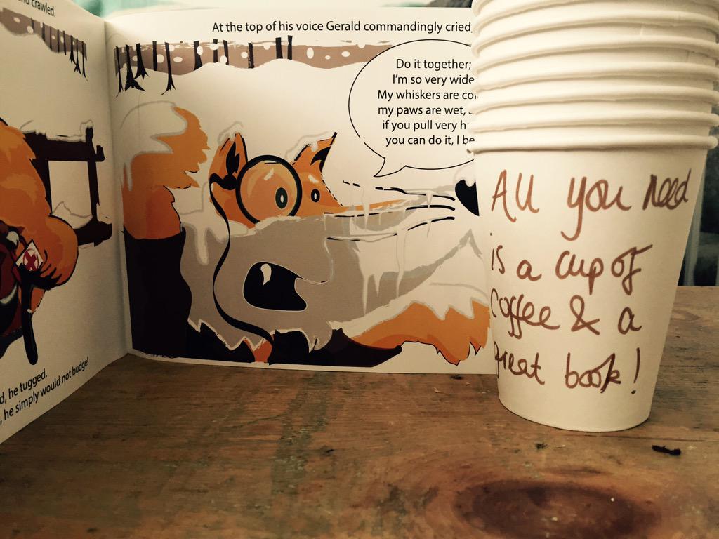 All you need on a Sunday afternoon is great coffee and a great book! <a href="/veryfat_fox/">Gerald the fat Fox</a> <a href="/MrsLeahCrichton/">Leah Crichton</a> #cheltlitfest