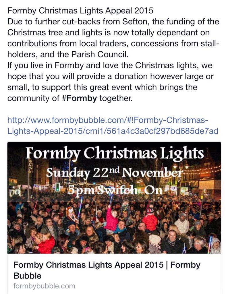 FormbyBubble's tweet image. #Formby Christmas Lights Appeal 2015
Please support the appeal with a small donation
formbybubble.com/#!Formby-Chris…