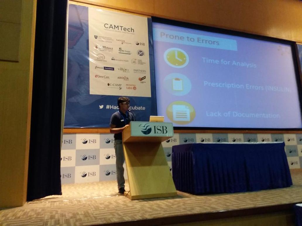 bsoura's tweet photo. Go @raivikrant1! @CAMTech #hack2incubate #diabeteshack http://t.co/H9LZY417gt