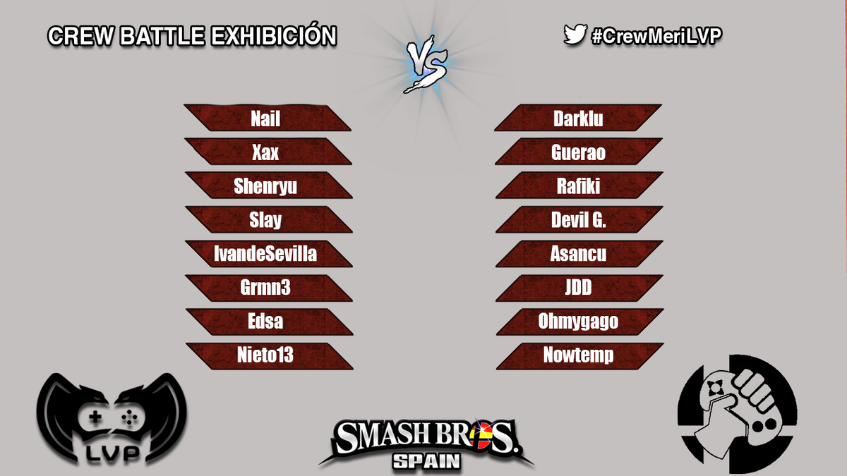 SmashBrosSpain's tweet photo. ¡No te pierdas esta tarde la crew battle de exhibición #CrewMeriLVP en
http://t.co/ai5kH8d4Pl a las 17:30! http://t.co/dEv2pwIzGn