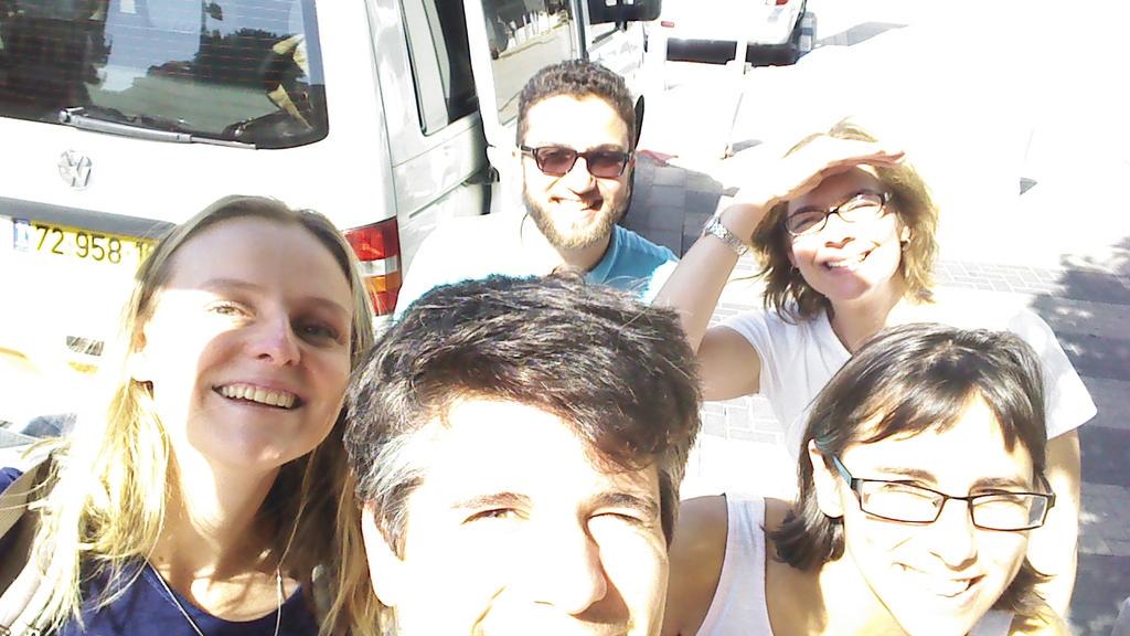 GazaSkyGeeks's tweet photo. Last selfies with our great mentors before dropping them off in Jaffa and Jerusalem. We'll miss you! #SWGaza5 http://t.co/mn1rSEq8m9