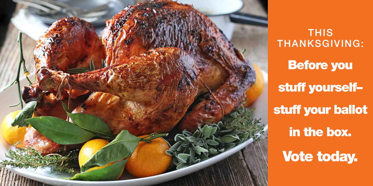 NDP's tweet photo. Happy Thanksgiving! Get out there and vote in the advance polls – and bring your family. #Ready4Change http://t.co/FeNUsIshWj