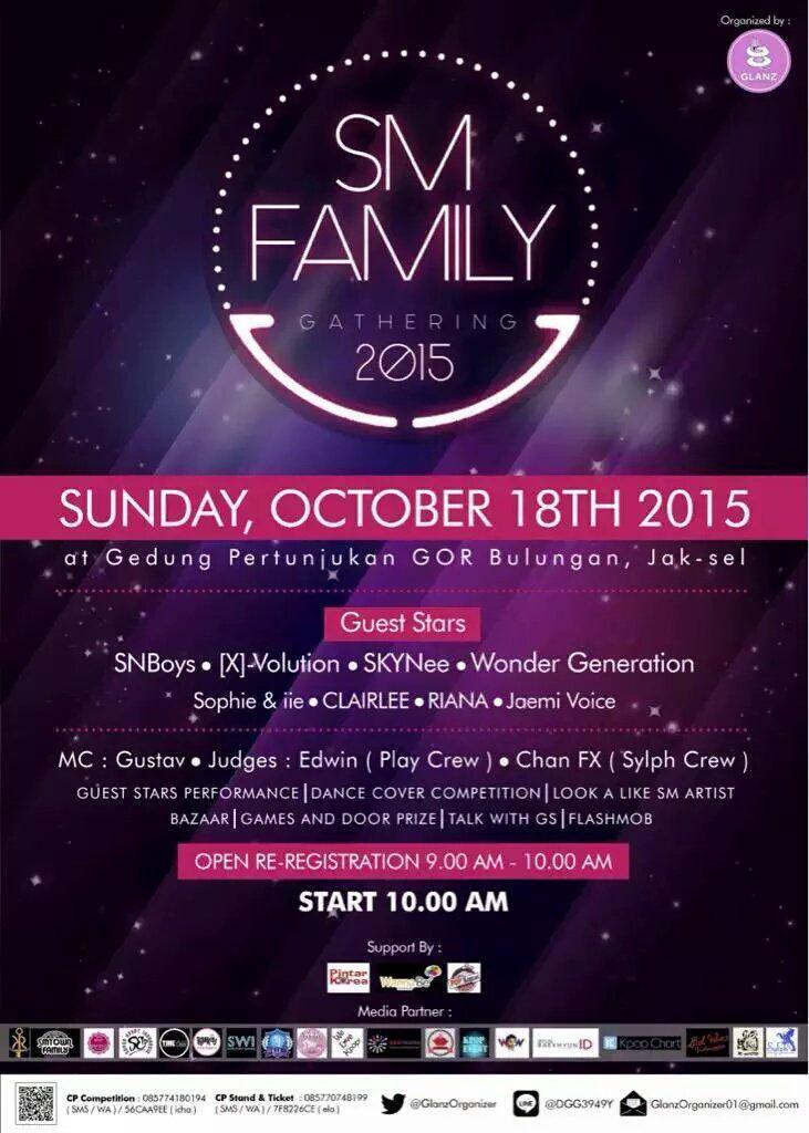 [Next Schedule] Sunday, 18 Okt 2015, SM Family Gathering 2015 at Gor Bulungan Jaksel. ^^ More info  @GlanzOrganizer