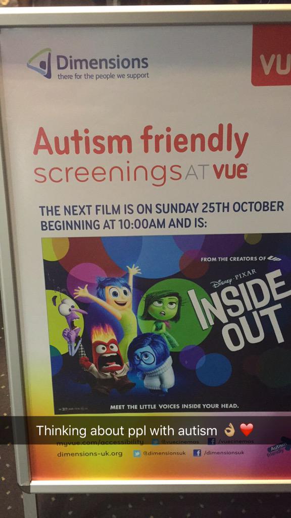 RBalubaid's tweet photo. Peaple with autism can enjoy going to the cinema in UK 👌🏽 #autism #VueCinema #Dimensions #Awareness http://t.co/buKLkCZA0x