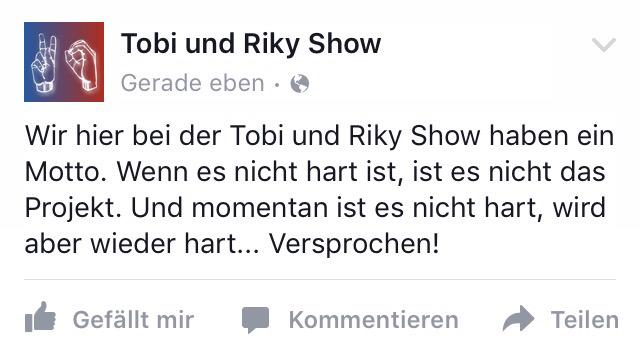 TobiundRikyShow's tweet photo. Wenn es nicht hart ist, ist es nicht das Projekt... http://t.co/It9igwTDoU