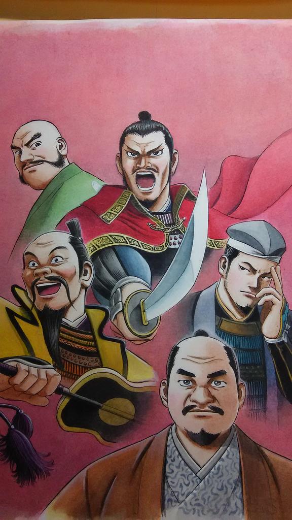 かわのいちろう 今保管してる過去作品の整理をしてるんですが 謎のイラストが一枚出てきました おそらく信長 秀吉 家康 信玄 光秀 だと思われますが どんな仕事だったのか記憶が定かじゃないんですよね 戦国武将 Http T Co
