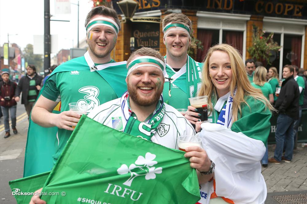 UlsterRugby's tweet photo. Four Ulster fans from Bangor enjoying the pre-match build up in Cardiff - not long to go now #RWC2015 http://t.co/KDxHzapi3v