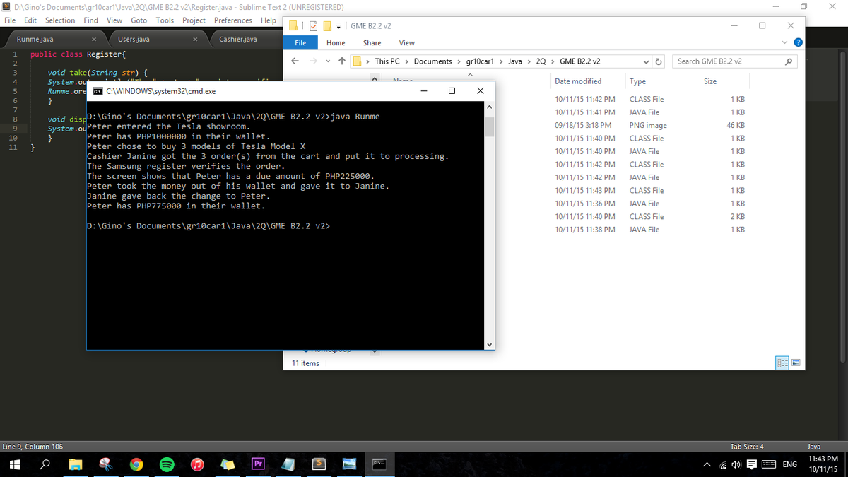 Ginomeee's tweet image. After a week of procrastination, and about 2-3 hours of cramming.
#JavaOOP using some codes sir Melvs didn't teach