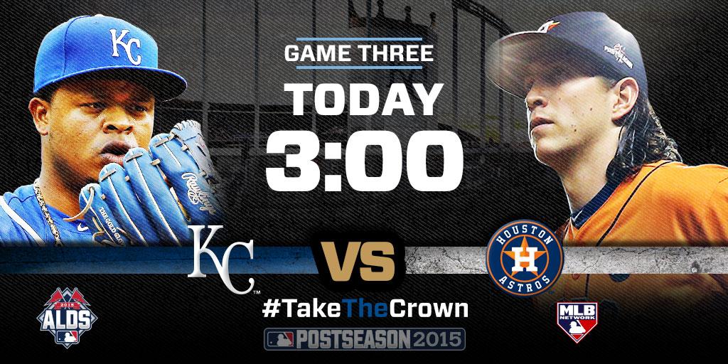 Royals's tweet photo. Edinson Volquez and the #Royals take an even #ALDS to Houston on @MLBNetwork. http://t.co/84goVbzgJq http://t.co/LEmggDyIJb