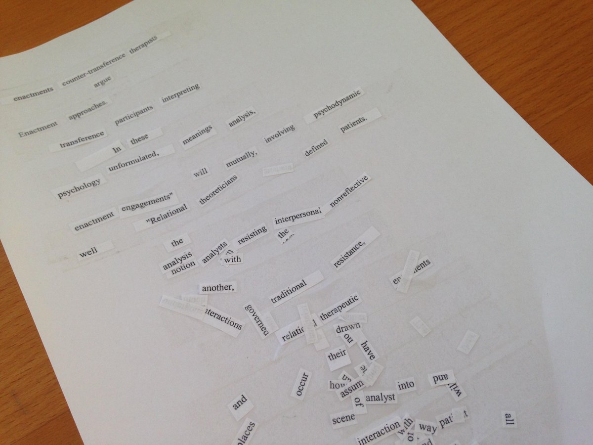 yicounseling's tweet image. The result of Dadaist poem experiment. #modpo Hmm...does this resemble me? Sneezed while taping the arranged words.