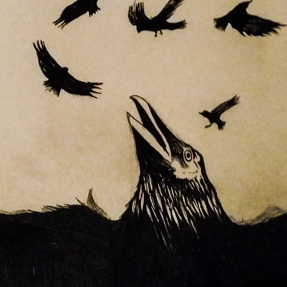 TheCreepyTrees's tweet image. And now the slightly better version!! #drawing #fineart #CROWS