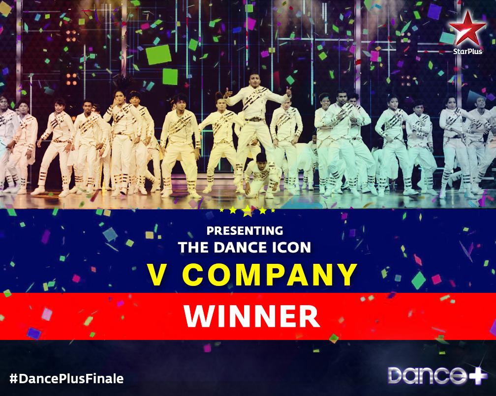 StarPlus's tweet photo. V Company is India's first #DanceIcon! Congratulations to them on winning the #DancePlusFinale! http://t.co/mR57CKstdQ