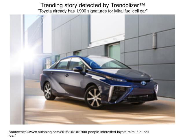 autolizer's tweet image. #Toyota already has 1,900 signatures for Mirai #fuelcellcar #fuelcell cars.trendolizer.com/2015/10/toyota…