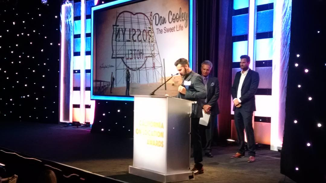 ICFC's tweet photo. Dan Cooley wins for location manager of the year for independent feature film "the sweet life". #caonlocation http://t.co/nQ7WqcnUnf