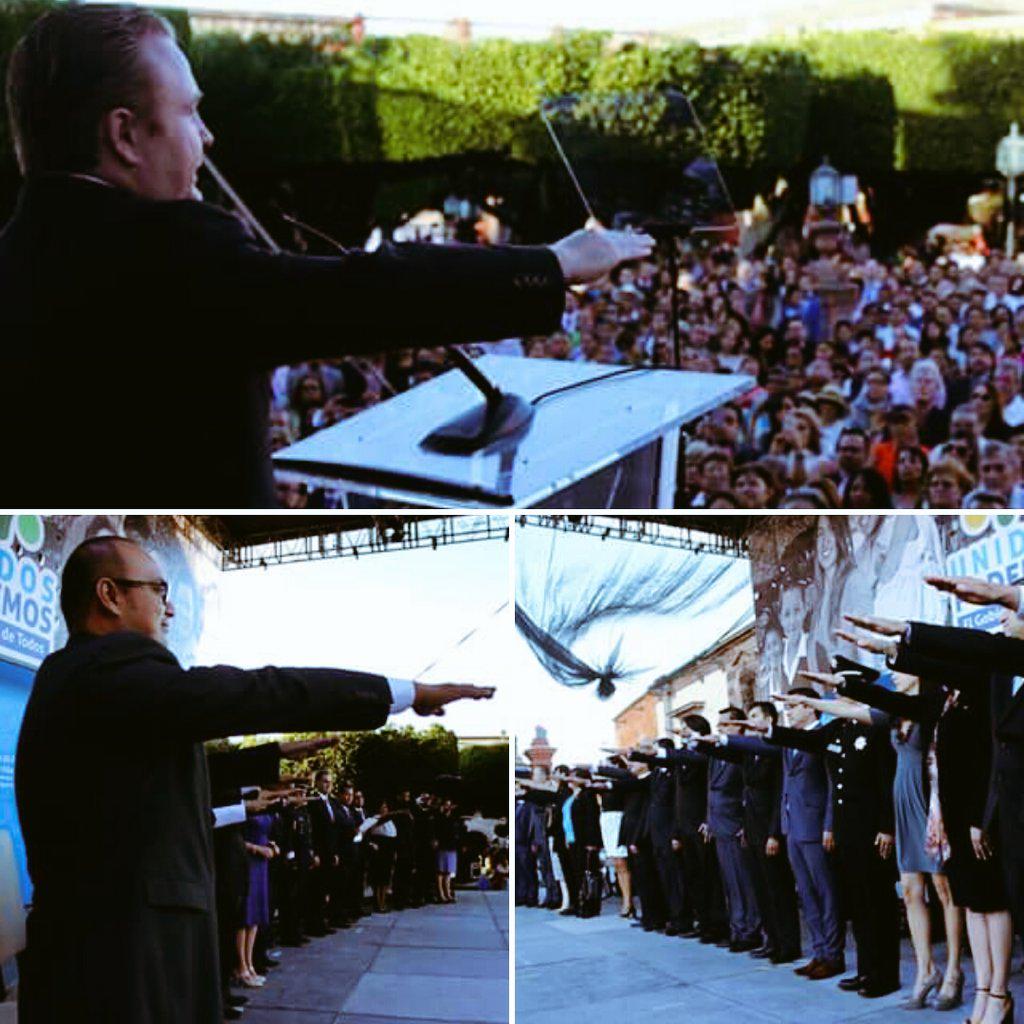 GobSMA's tweet photo. El día de ayer se llevo a cabo la toma de protesta pública del Ayuntamiento de S.M.A. en el Jardín Principal. http://t.co/ZJfP3Rj1e6