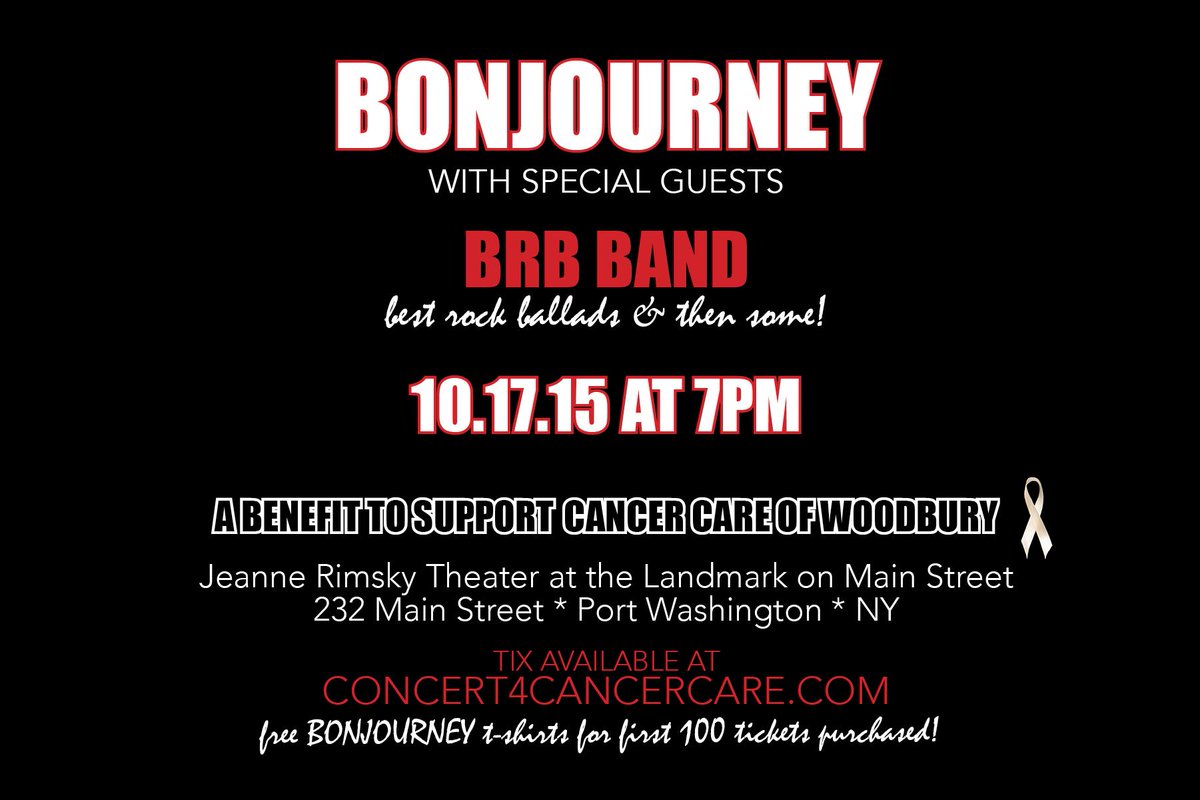 Join BJNY &amp; support Cancer Care of Woodbury on 10.17.15. Tix available at concert4cancercare.com <a href="/CancerCare/">CancerCare</a> #cancer