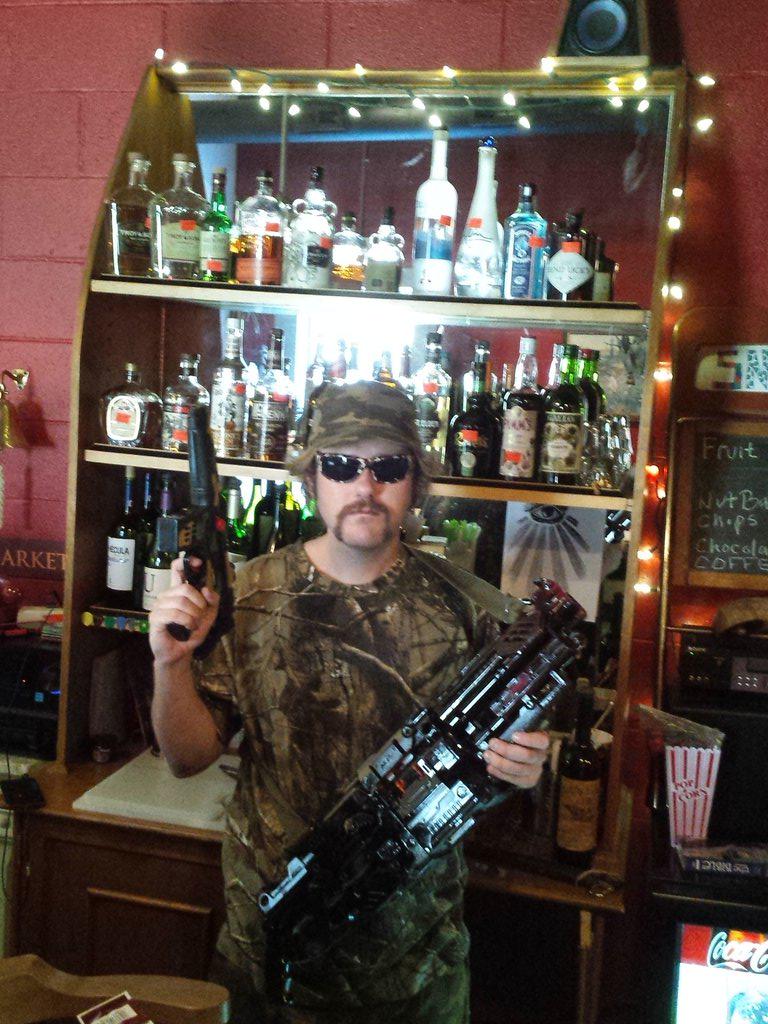 Theo our bartender ....Ready for zombies! @AVLzombie #ZombieWalk #zombies