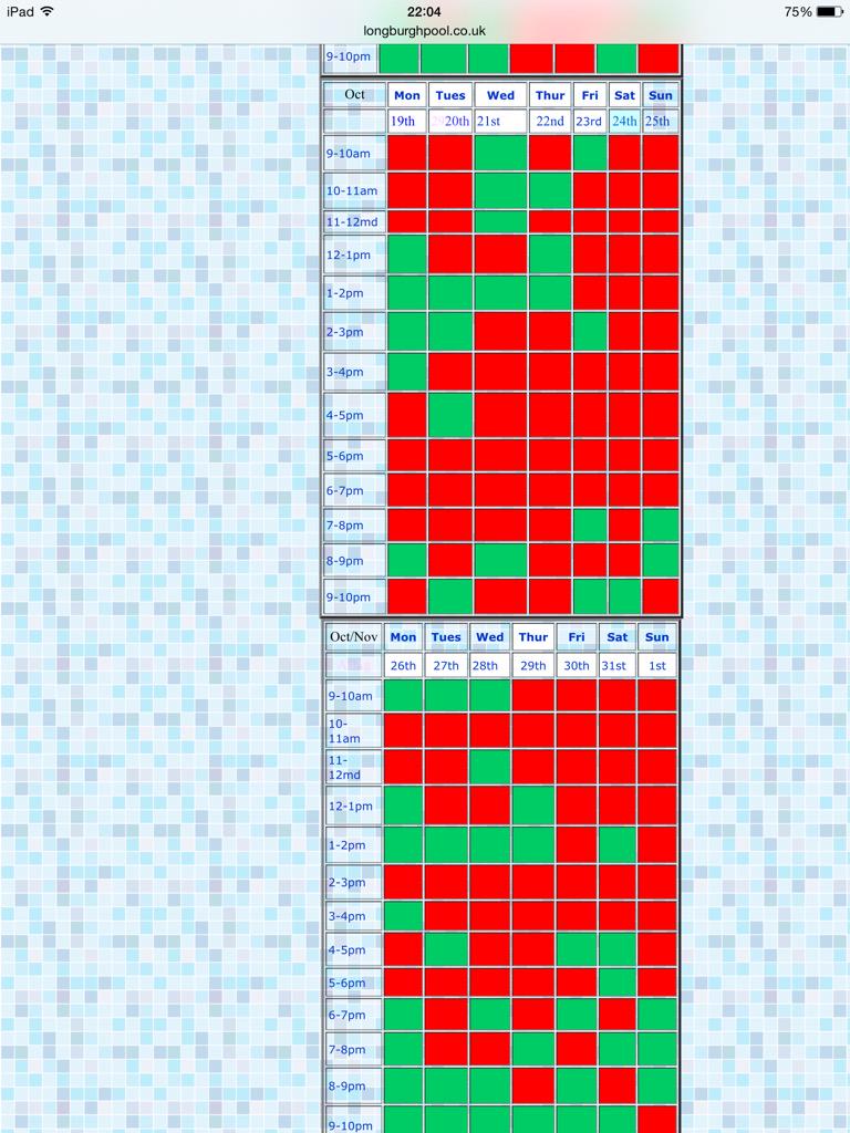 See longburghpool.co.uk/bookings for Half Term availability. sarah@longburghpool.co.uk or phone 01228 576435 to book.