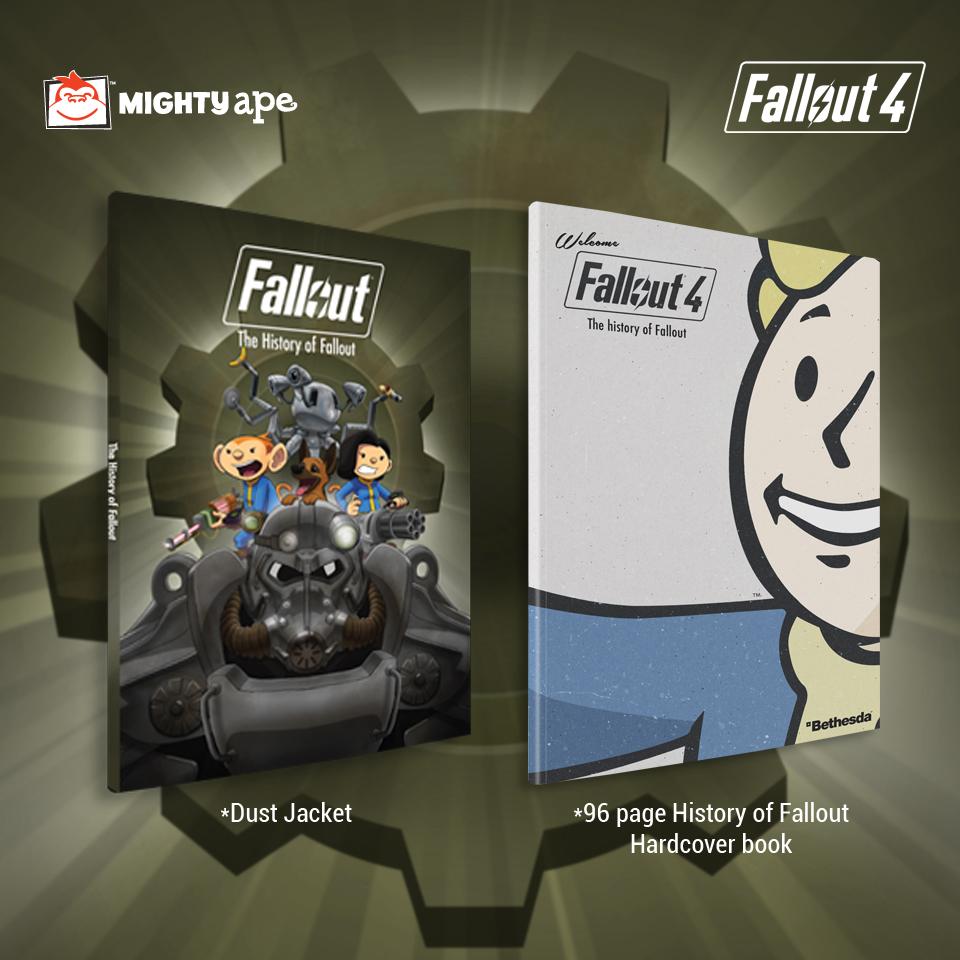 MightyApe's tweet photo. Bethesda loved our artwork so they've made a special dust jacket cover for our exclusive History of Fallout book! http://t.co/cm2zFepLwZ