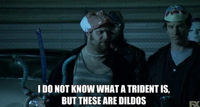 NerdJockPodcast's tweet photo. Nerdy Jocks episode 4 is up on iTunes! Find out if #Yabde can defend himself against a trident of dildos. #njpodcast http://t.co/1RLvQZuLD4