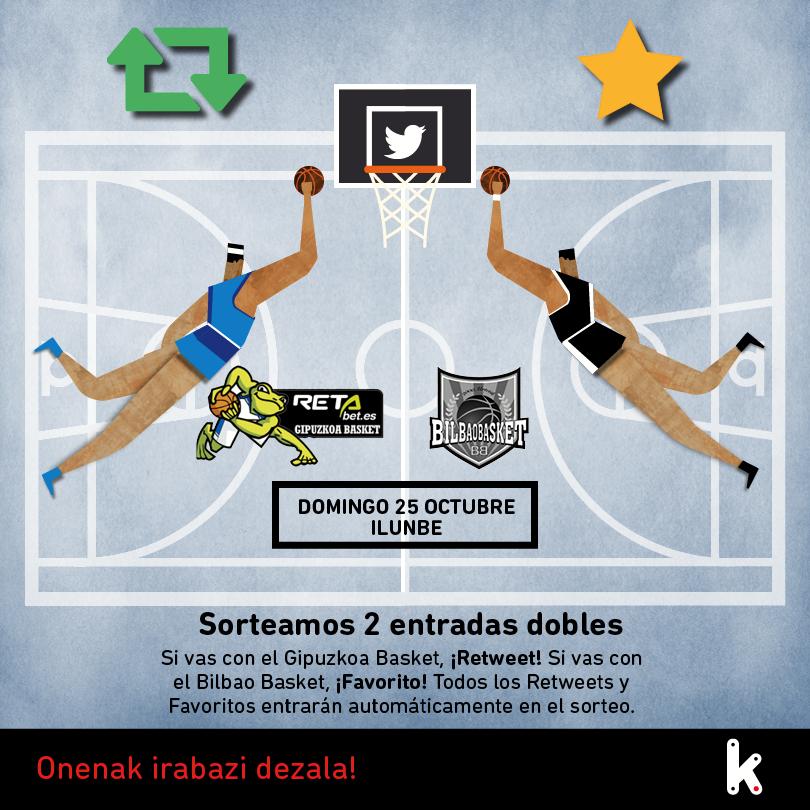 Kutxabank's tweet image. ¡Mañana acaba nuestro concurso! RT para el @gipuzkoabasket y FAV del @CDBILBAOBASKET Bases: ow.ly/TcKTP