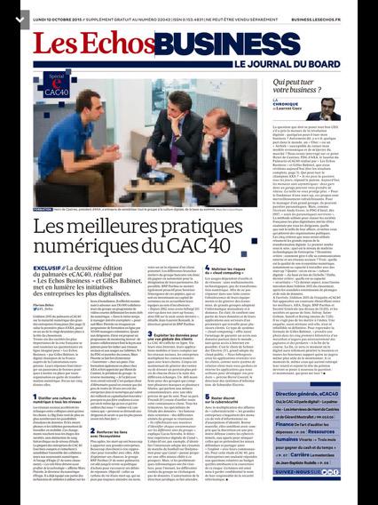 flaborde's tweet photo. "Les meilleures pratiques numériques du #CAC40" : 5 pages spéciales dans @LesEchos #Business #DigitalBestPractices http://t.co/aBr0OQq9I7