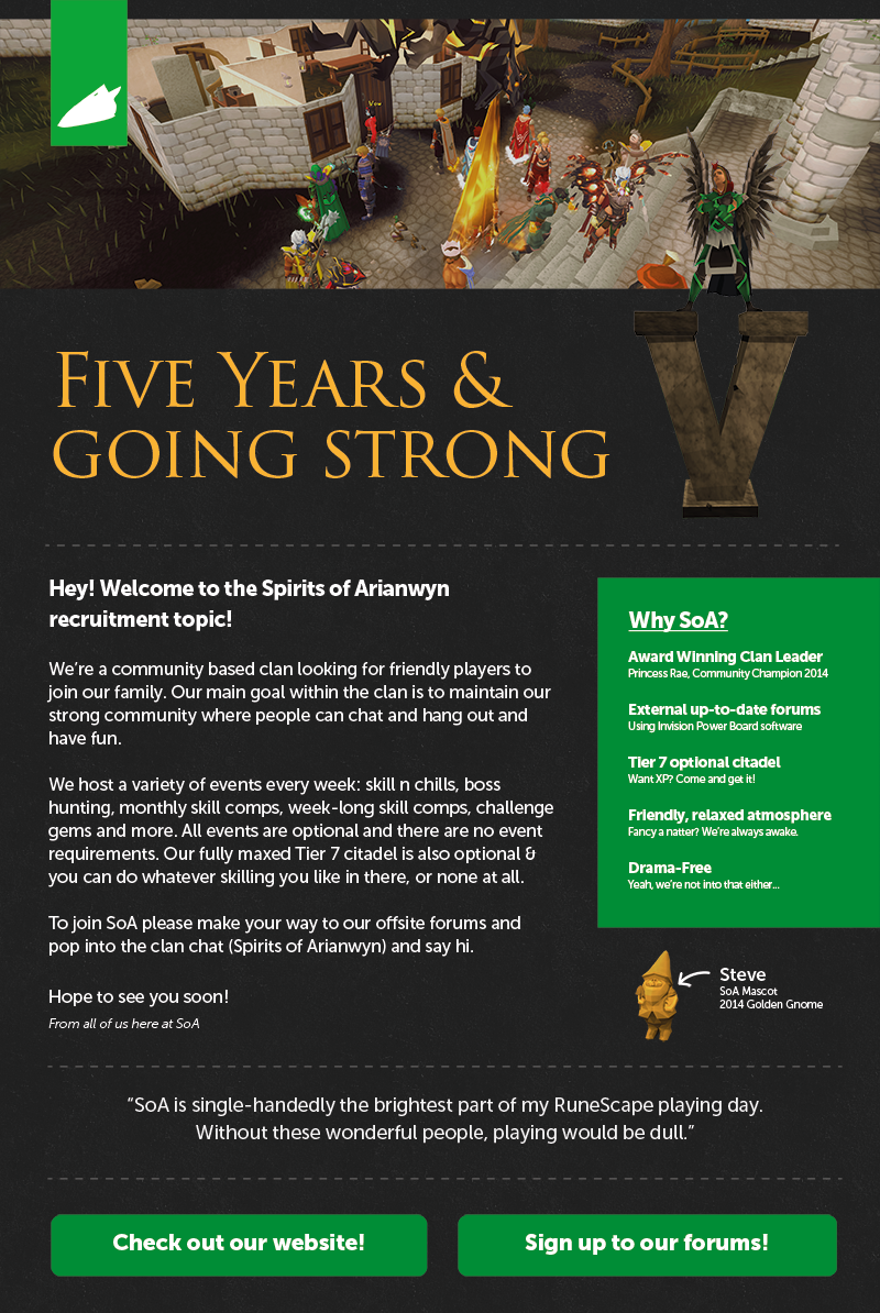 SoA_RS's tweet image. Have you seen our #recruitment thread on @officialrunehq?! #clans #runescape bit.ly/1WWchls